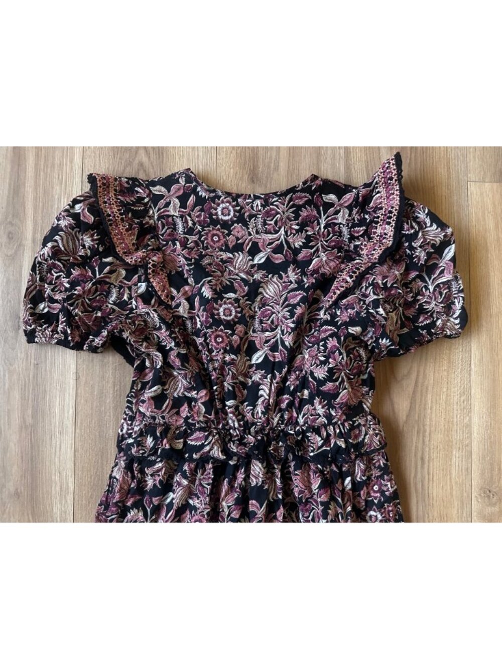 SFera Dainty Floral Midi Dress Womens Medium Embroidered Ruffles Feminine Modest - Picture 12 of 16